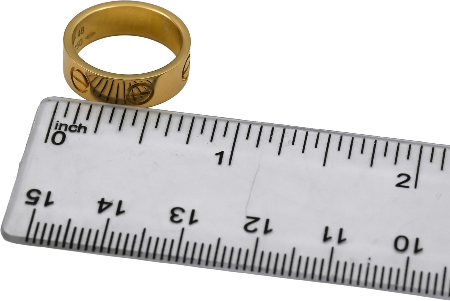 CARTIER 18k Yellow Gold Love Screw Motif Ring 5.5mm Wide Size 48