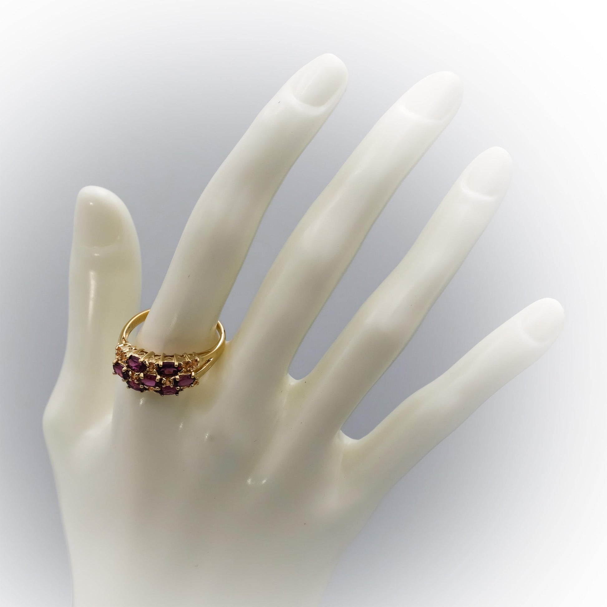 14k Yellow Gold Tourmaline and Citrine Band Ring 1.35CT Size 11