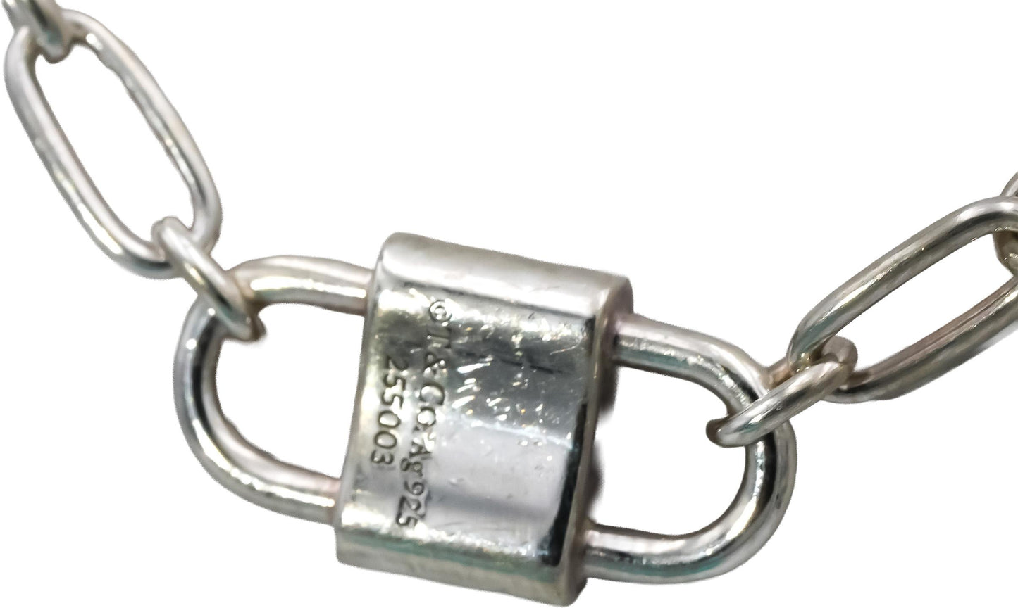 TIFFANY & CO. Sterling Silver 1837 Padlock Charm Necklace w/ Box 800.00 Retail