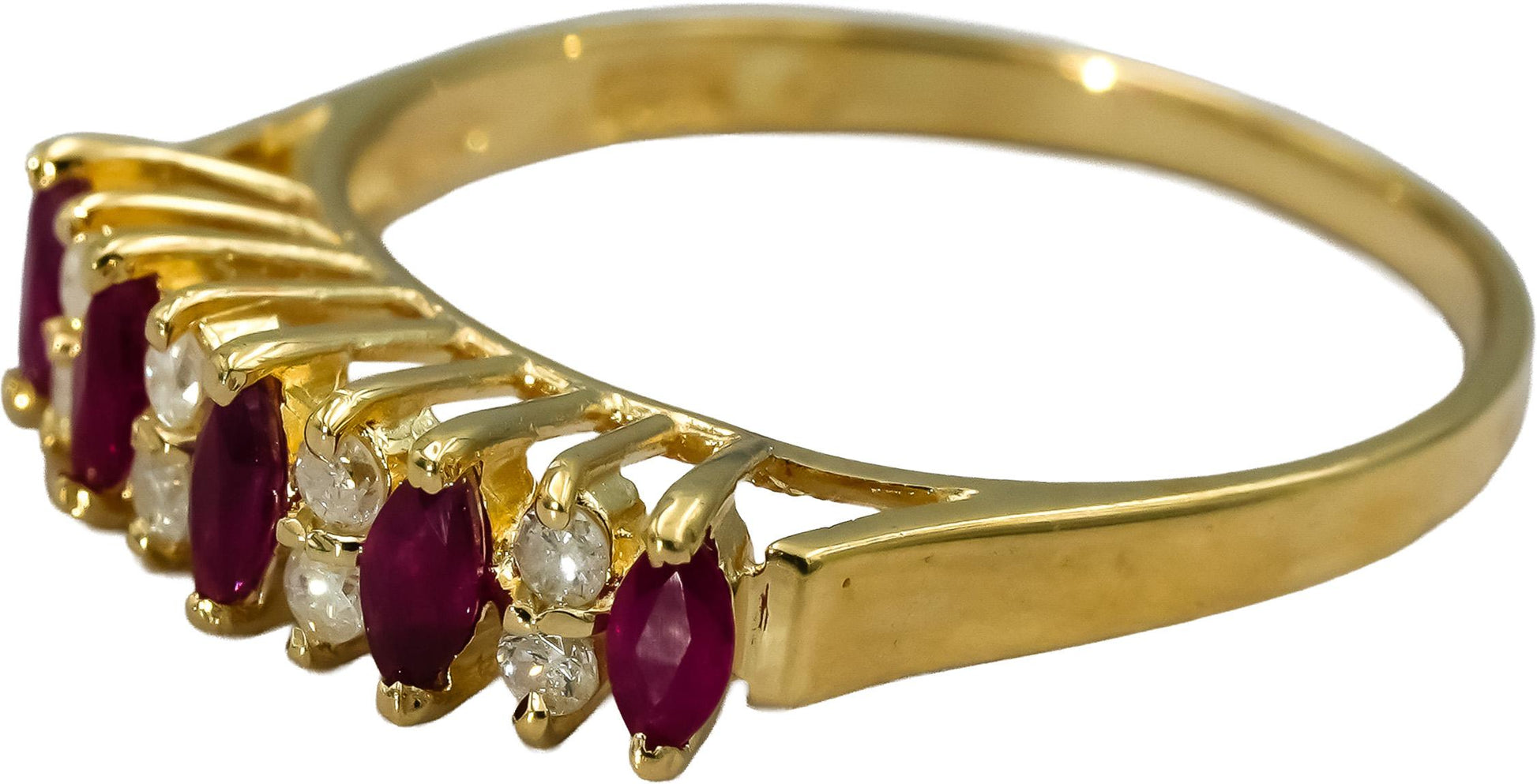 14k Yellow Gold Diamond and Ruby Band Ring 0.50CT Size 6.75