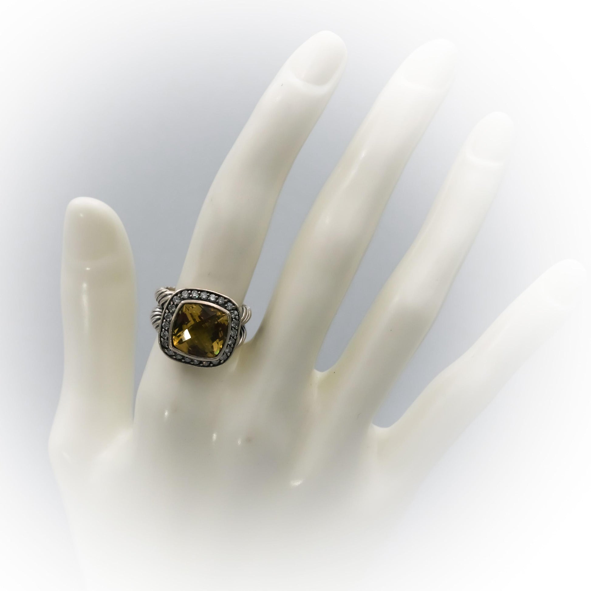 DAVID YURMAN Sterling Silver Diamond and Citrine Albion Ring 0.25CT Size 6