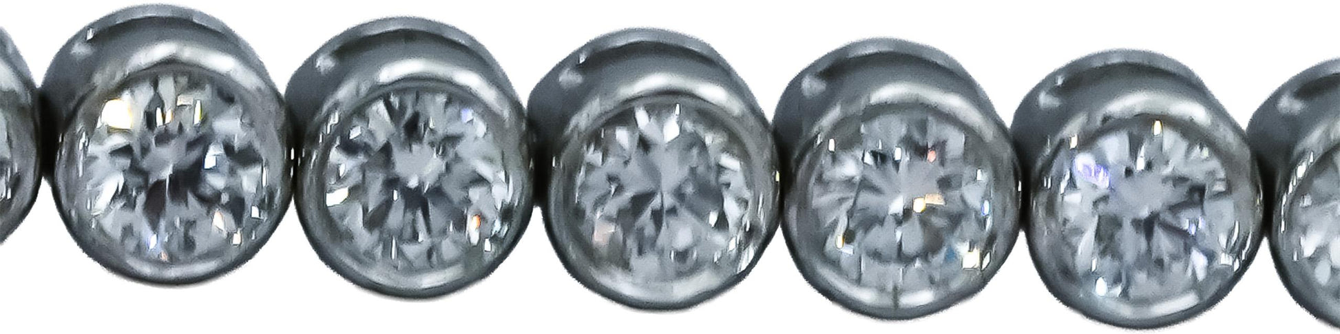 14k White Gold VS Round Bezel Set Diamond Tennis Bracelet 2.36CT