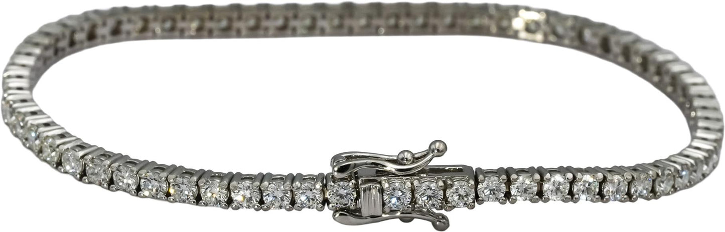 14k White Gold VS Round Diamond Tennis Bracelet 3.67CT 64 Pieces