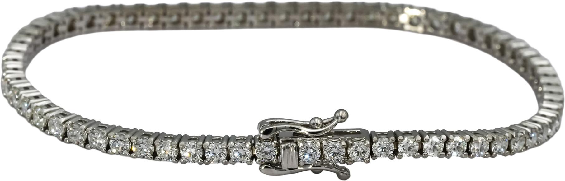 14k White Gold VS Round Diamond Tennis Bracelet 3.67CT 64 Pieces