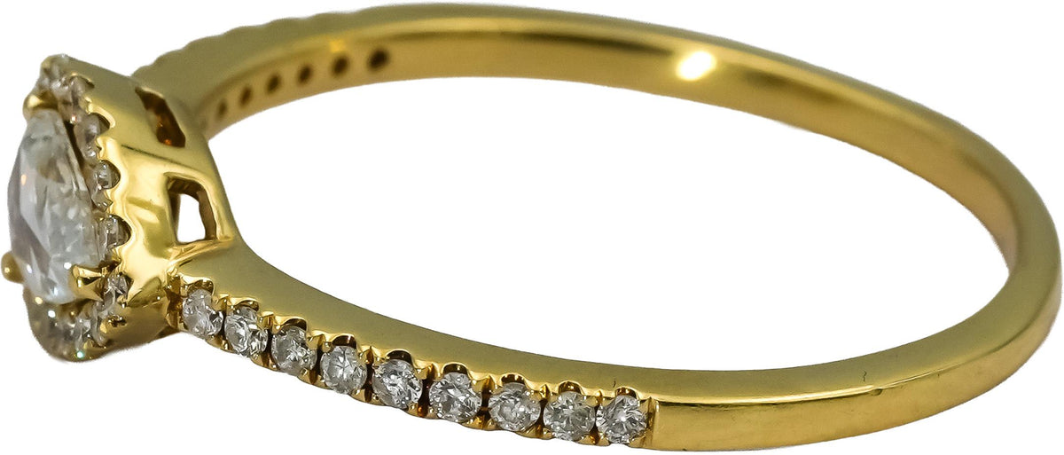 18k Yellow Gold Rose Cut Pear and Round Diamond Ring 0.50CT Size 10.25