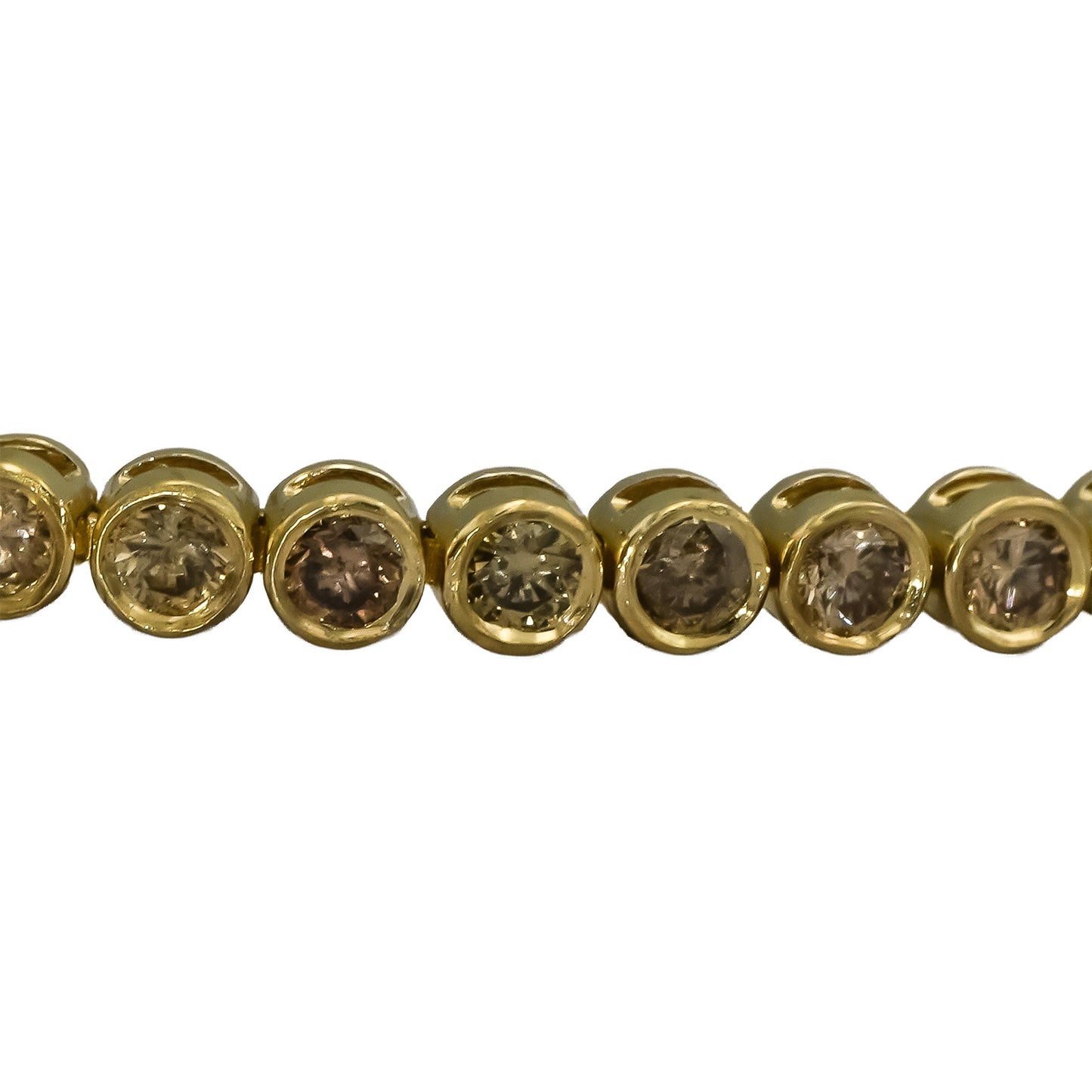 14k Yellow Gold Round Bezel Set Diamond Tennis Bracelet 2.42CT 64 Pieces