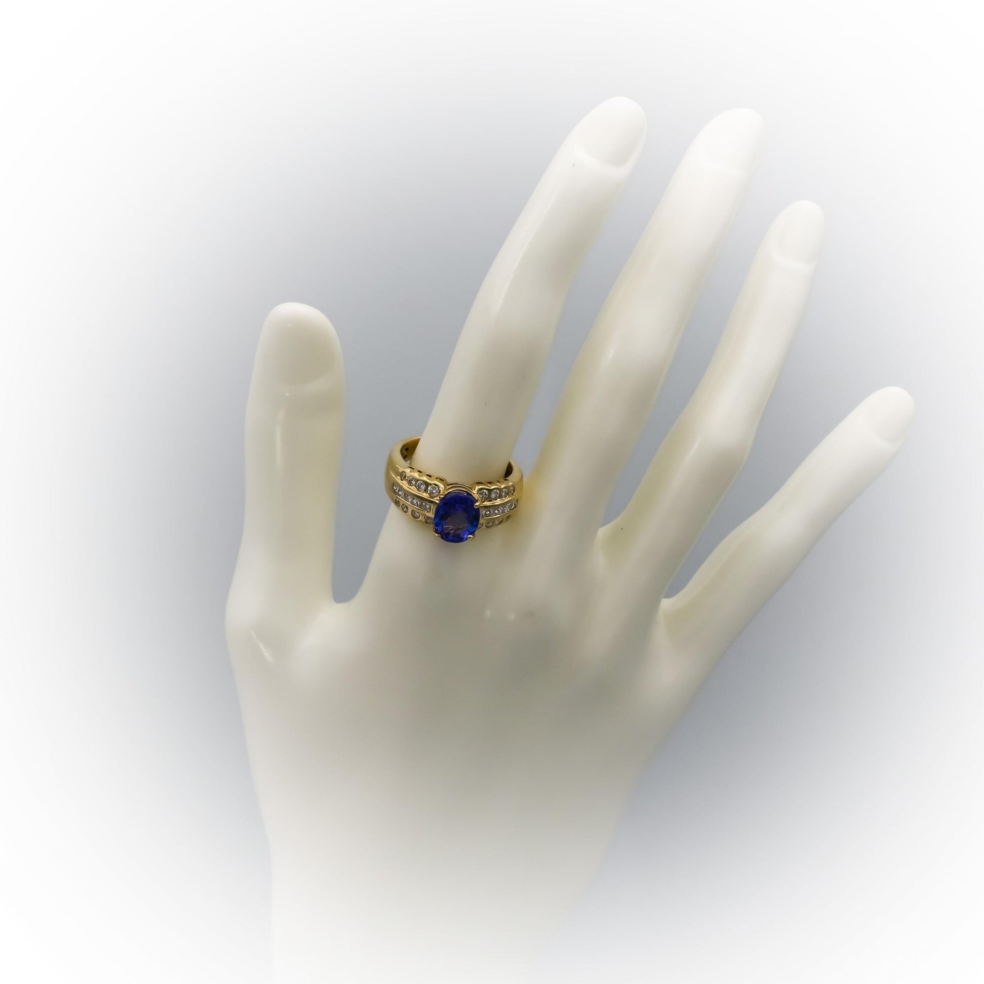 14k Yellow Gold Tanzanite and Diamond Cocktail Ring 3.50CT Size 8.25