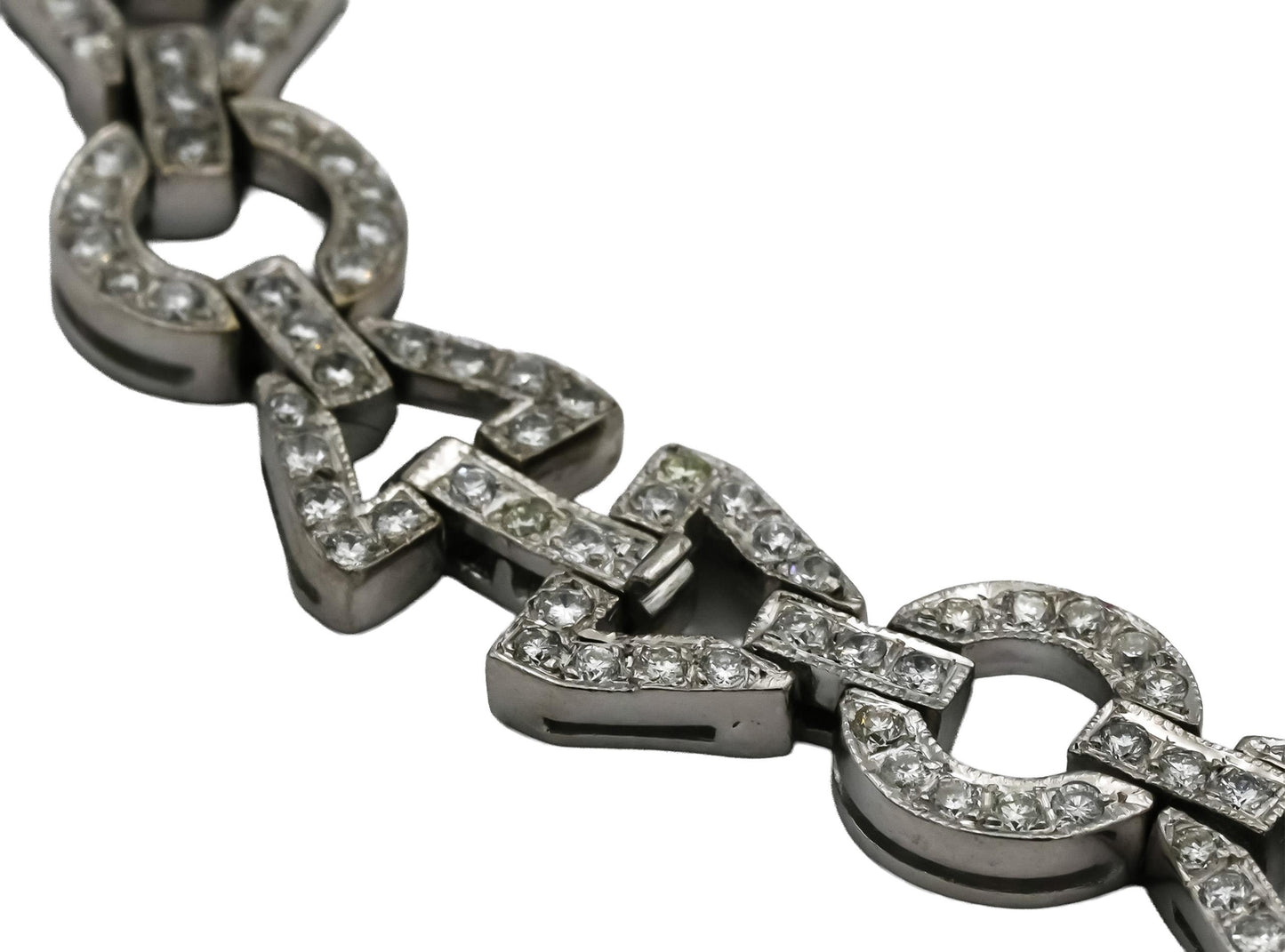 18k White Gold Round Diamond Fancy Link Necklace 7.0CT