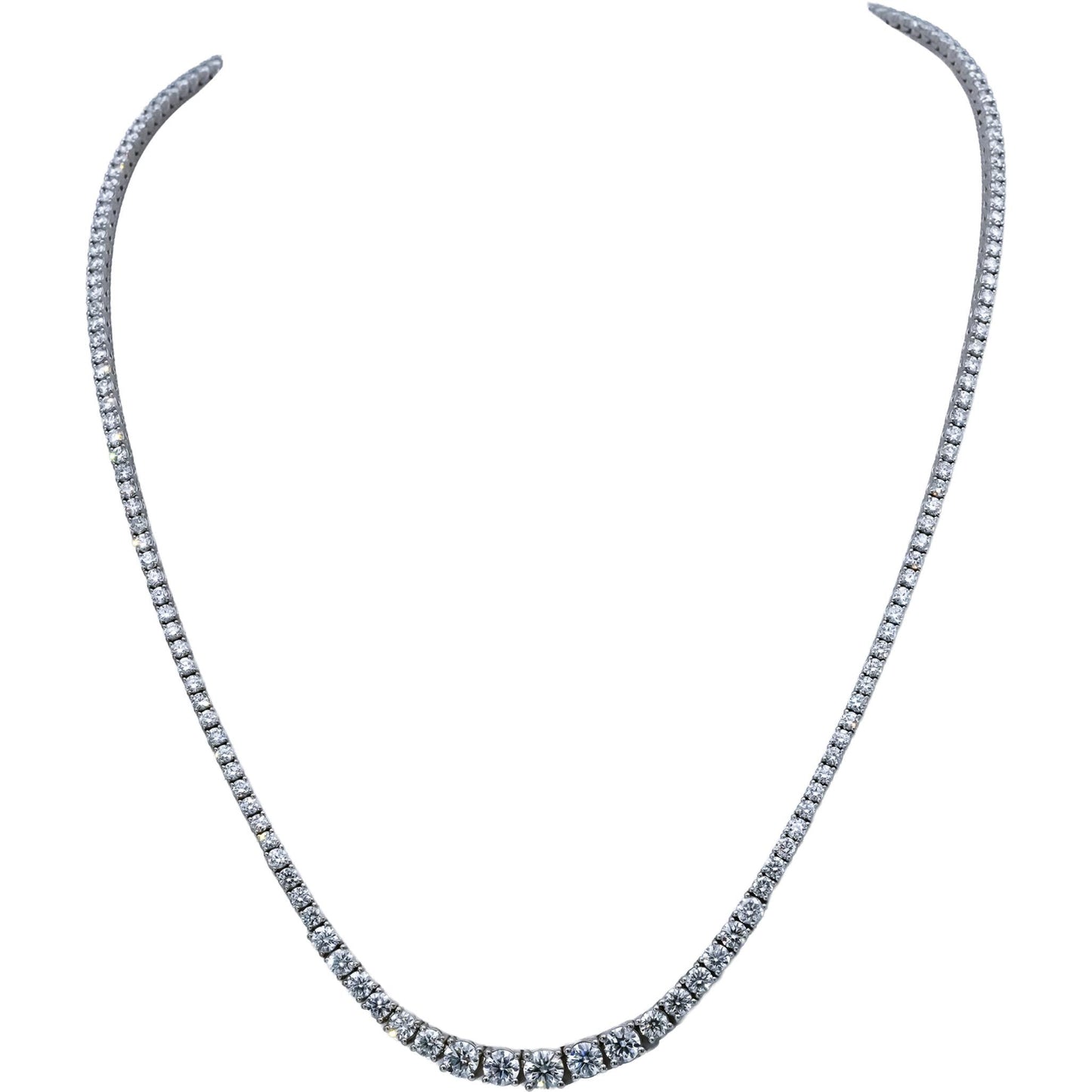 14k White Gold VS Round Diamond Graduated Riviera Necklace 8.17CT 177 Pieces