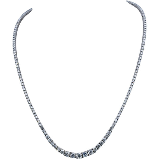 14k White Gold VS Round Diamond Graduated Riviera Necklace 8.17CT 177 Pieces