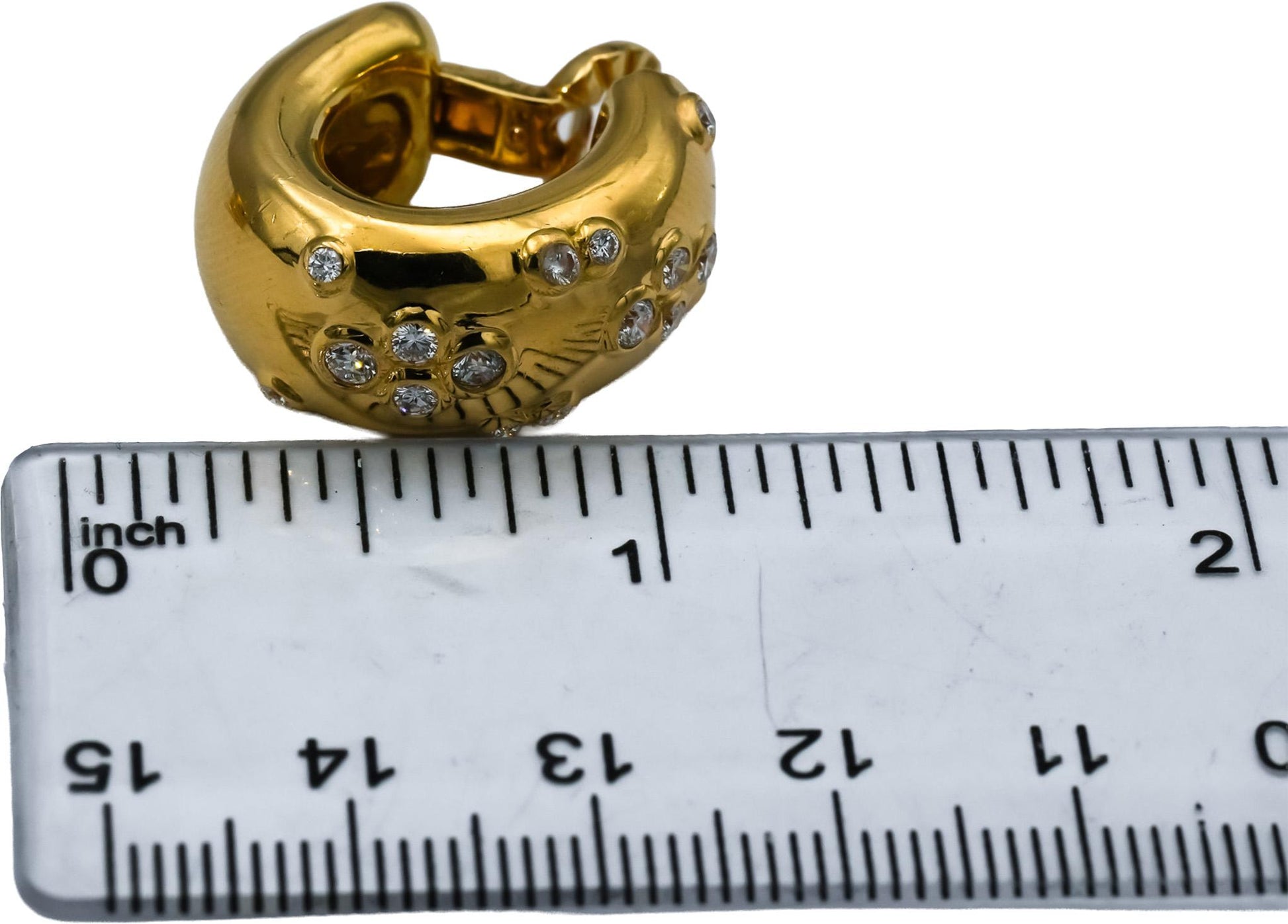 CARTIER Vintage 1994 18k Yellow Gold VS Diamond Huggie Hoop Earrings 1.0CT
