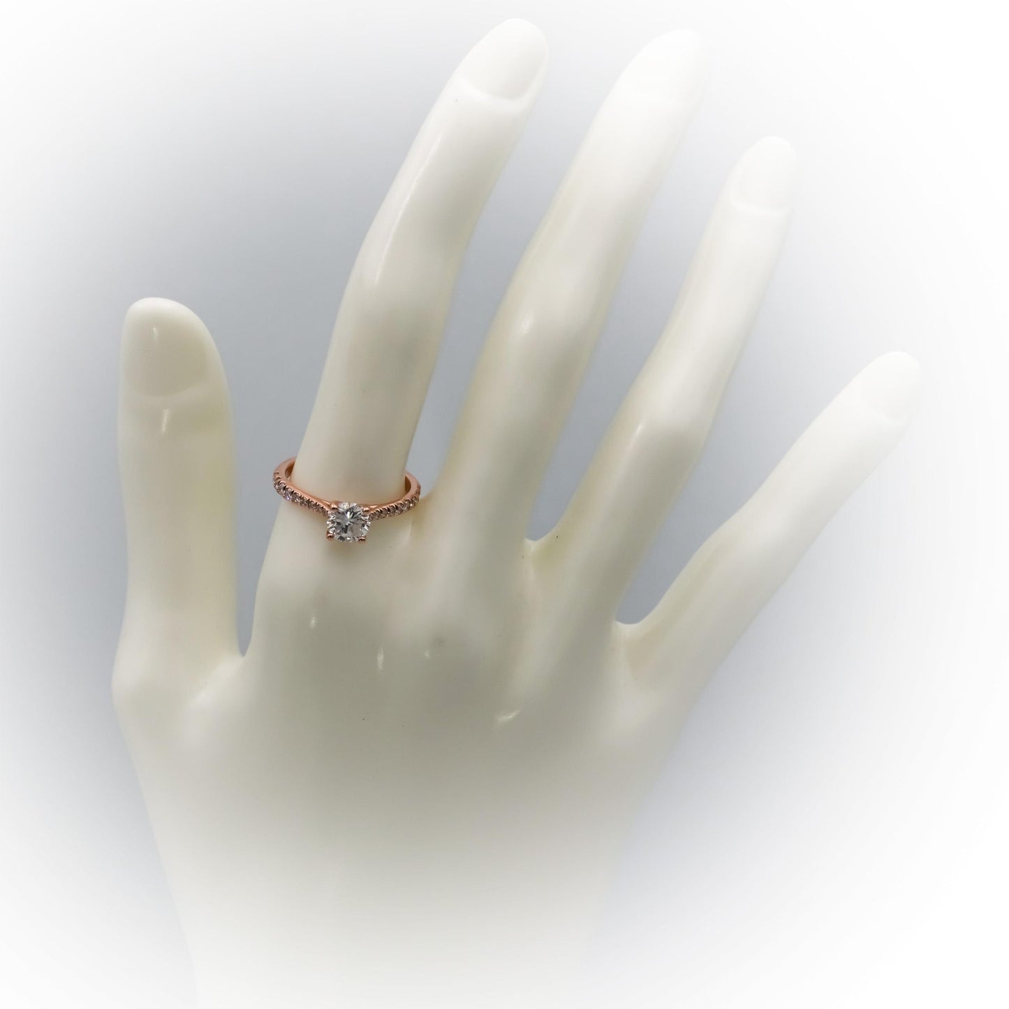 14k Rose Gold Diamond Engagement Ring 1.0CT w/ 0.75CT Center Size 7
