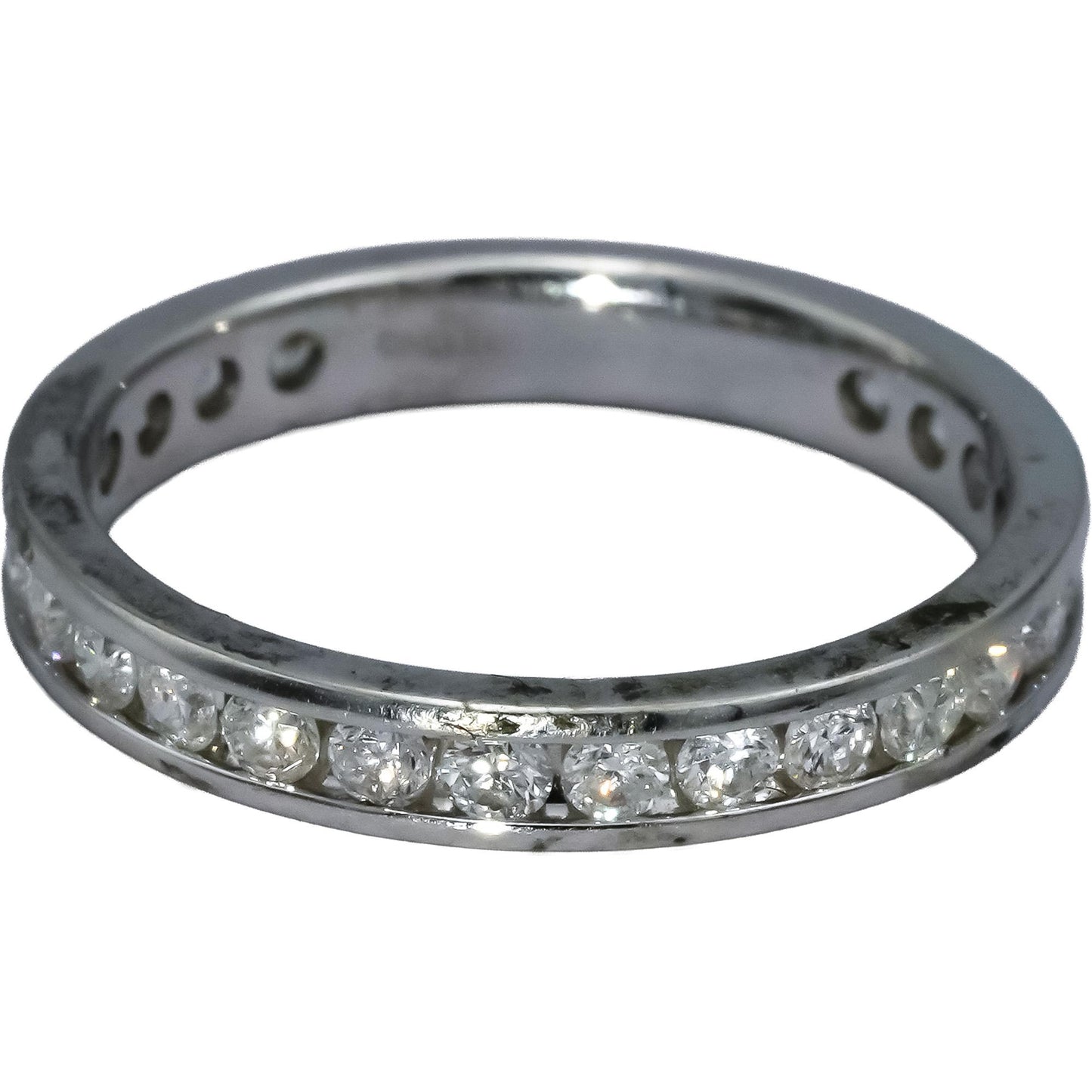 14k White Gold Round Channel Set Diamond Eternity Band Ring 1.0CT Size 7