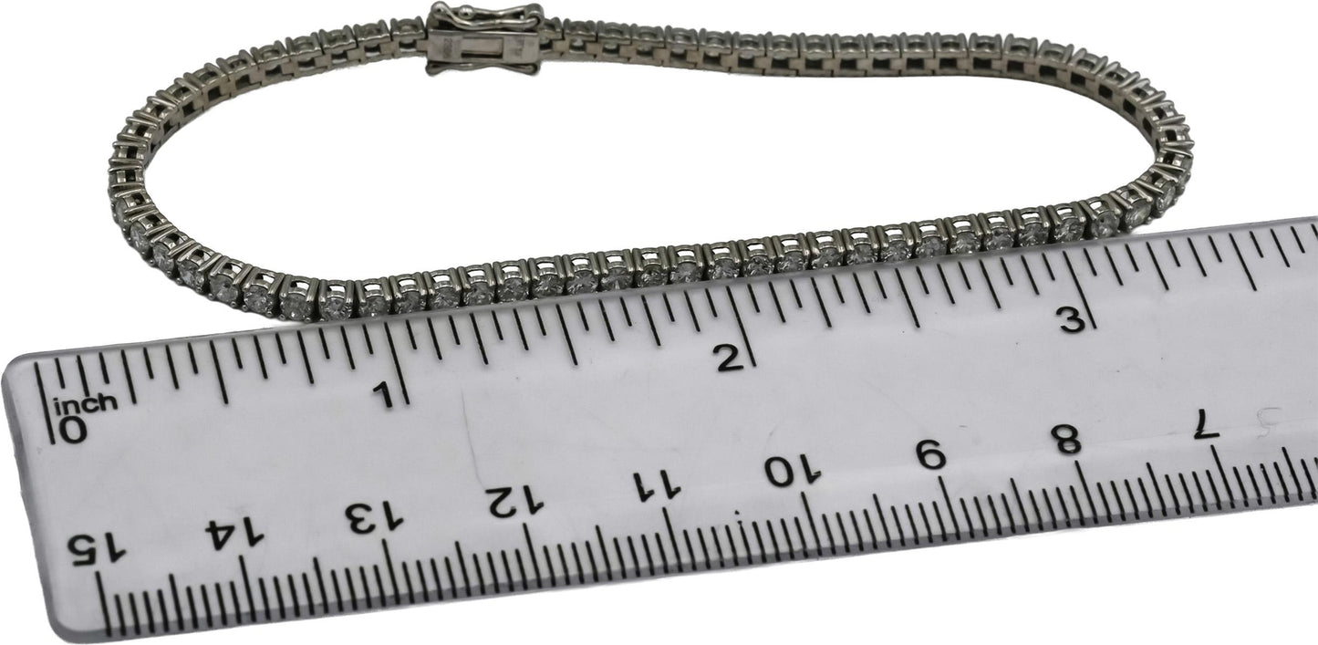 Platinum Round Cut Diamond Tennis Bracelet 3.35CT