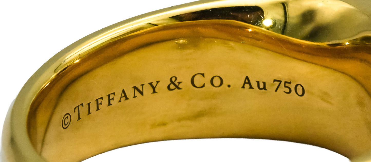 TIFFANY & CO. 18k Yellow Gold 1837 Makers Black Onyx Signet Men's Ring Size 13.5