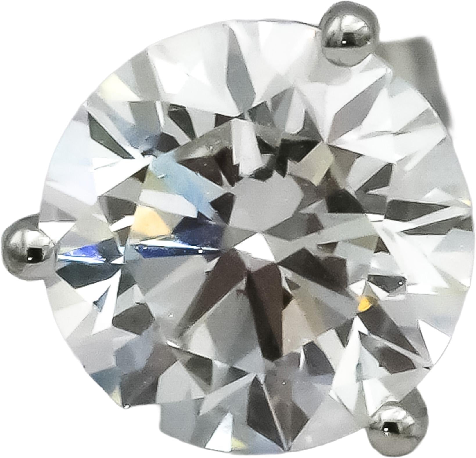 14k White Gold VS Round Lab-Grown Diamond Martini Setting Stud Earrings 3.11CT
