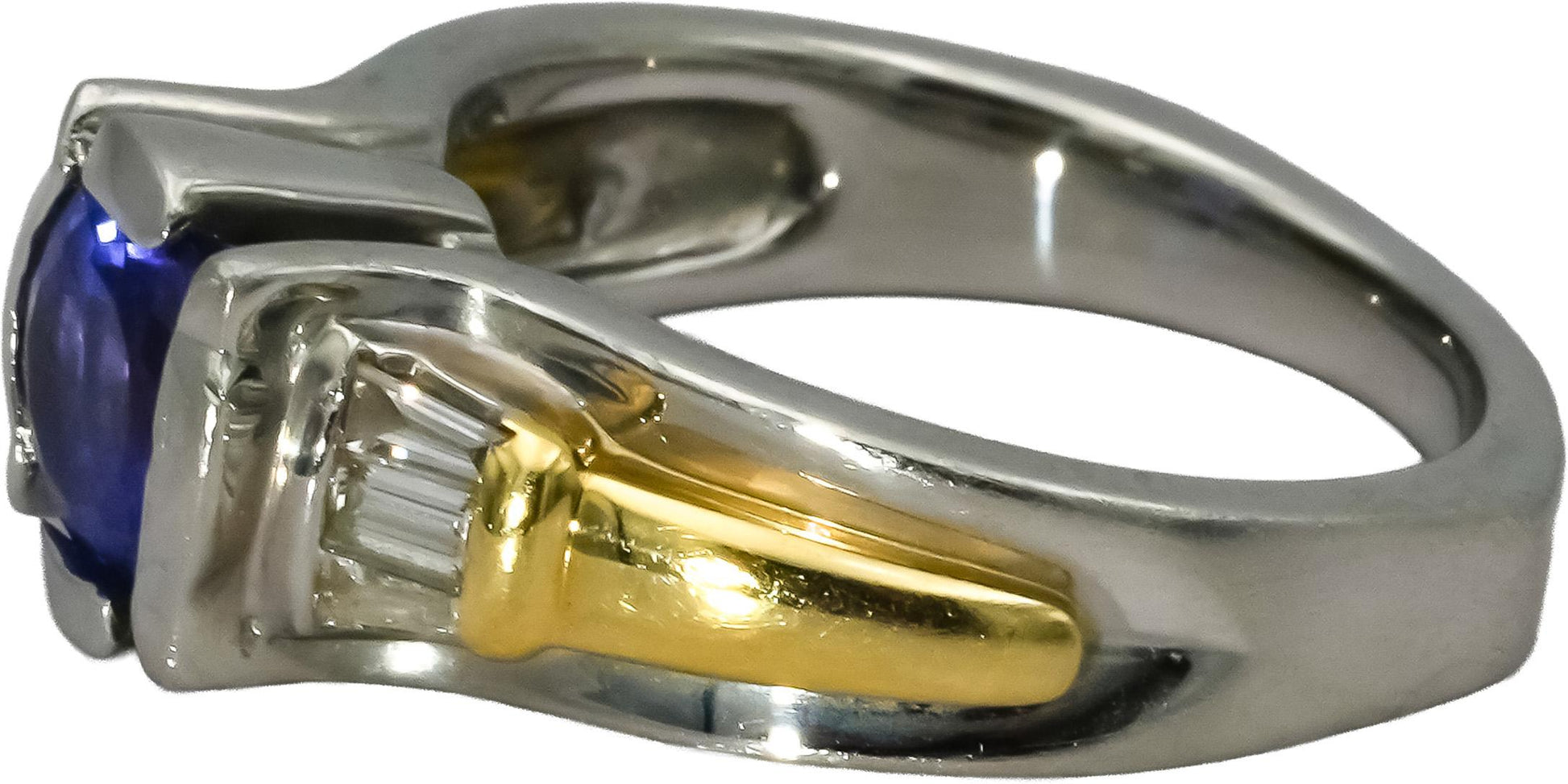 Platinum and 18k Gold VS Diamond and Tanzanite Cocktail Ring 1.70CT Size 7.25