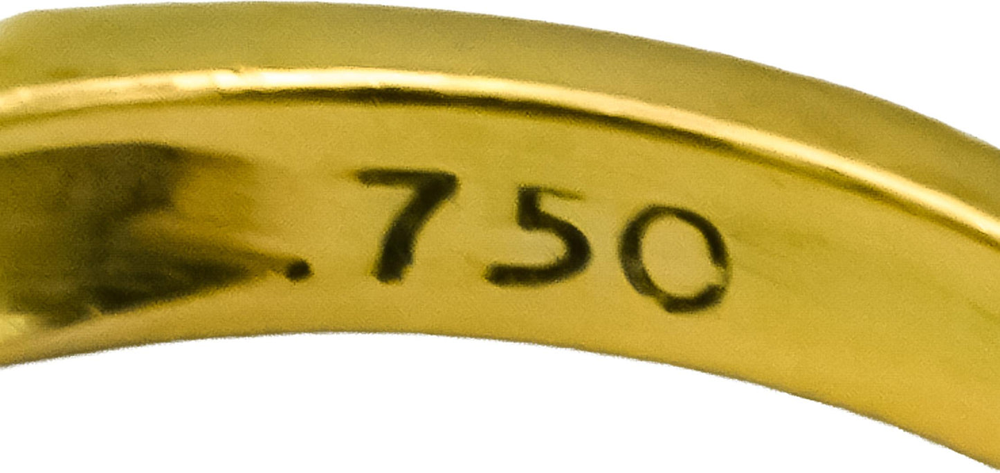 HIDALGO 18k Yellow Gold Blue Enamel Band Ring Size 6.25
