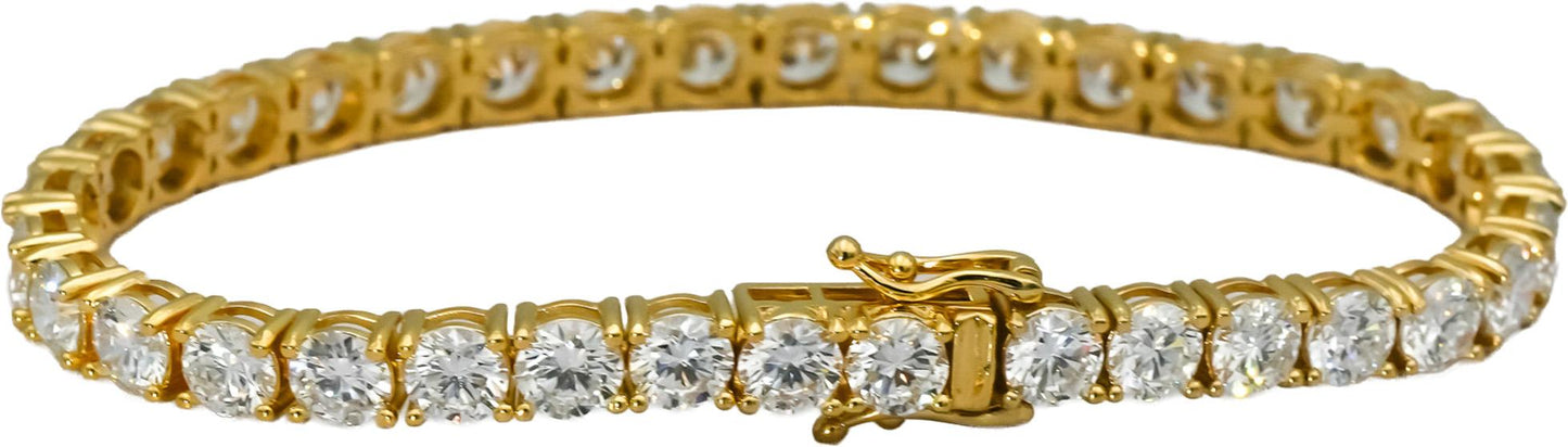14k Yellow Gold VS Round Lab-Grown Diamond Tennis Bracelet 15.21CT