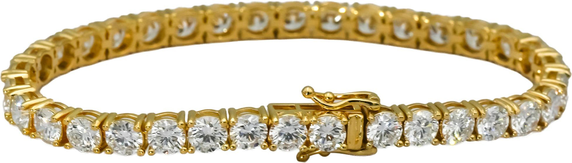 14k Yellow Gold VS Round Lab-Grown Diamond Tennis Bracelet 15.21CT