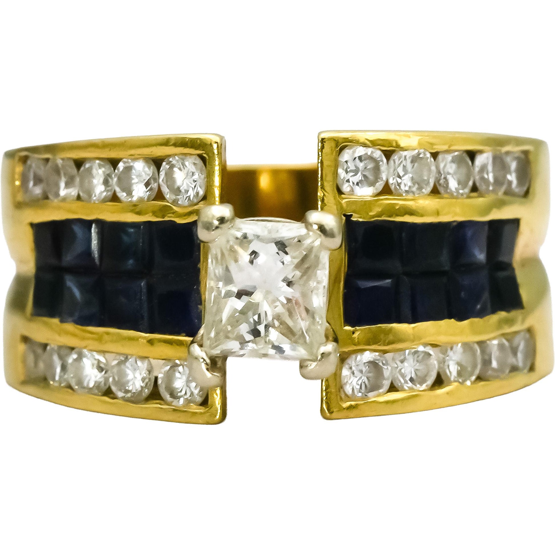 18k Yellow Gold VS diamond and Sapphire Cocktail Ring 2.50CT w/ .50CT Center