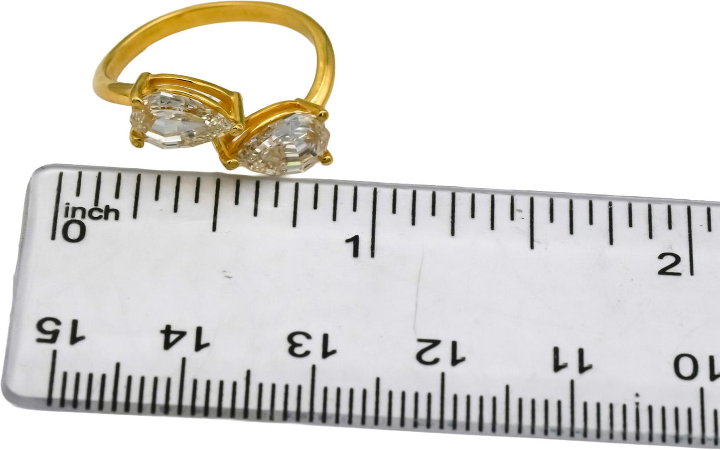 18k Yellow Gold VS Pear Step Cut Diamond Bypass Ring 2.02CT Size 6.5