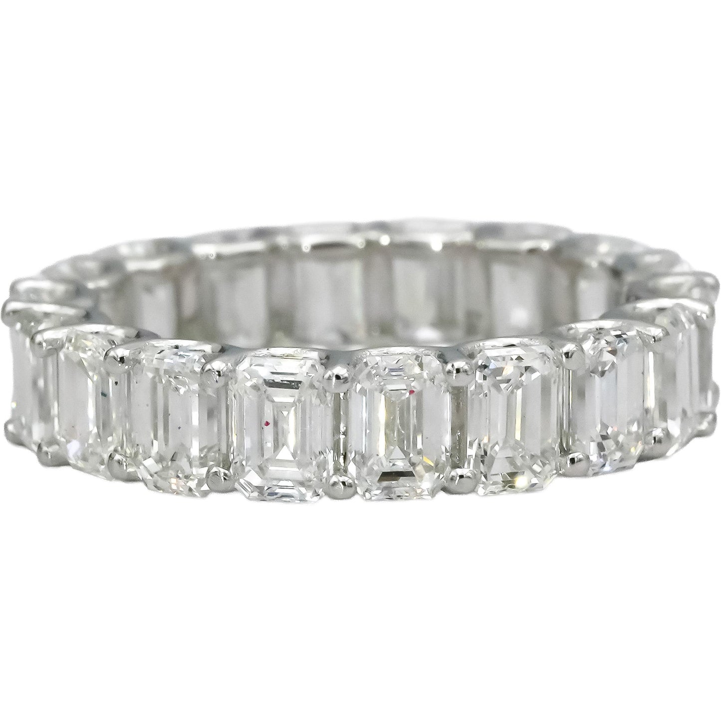 18k White Gold VS Emerald Cut Diamond Eternity Band Ring 6.89CT Size 7.25