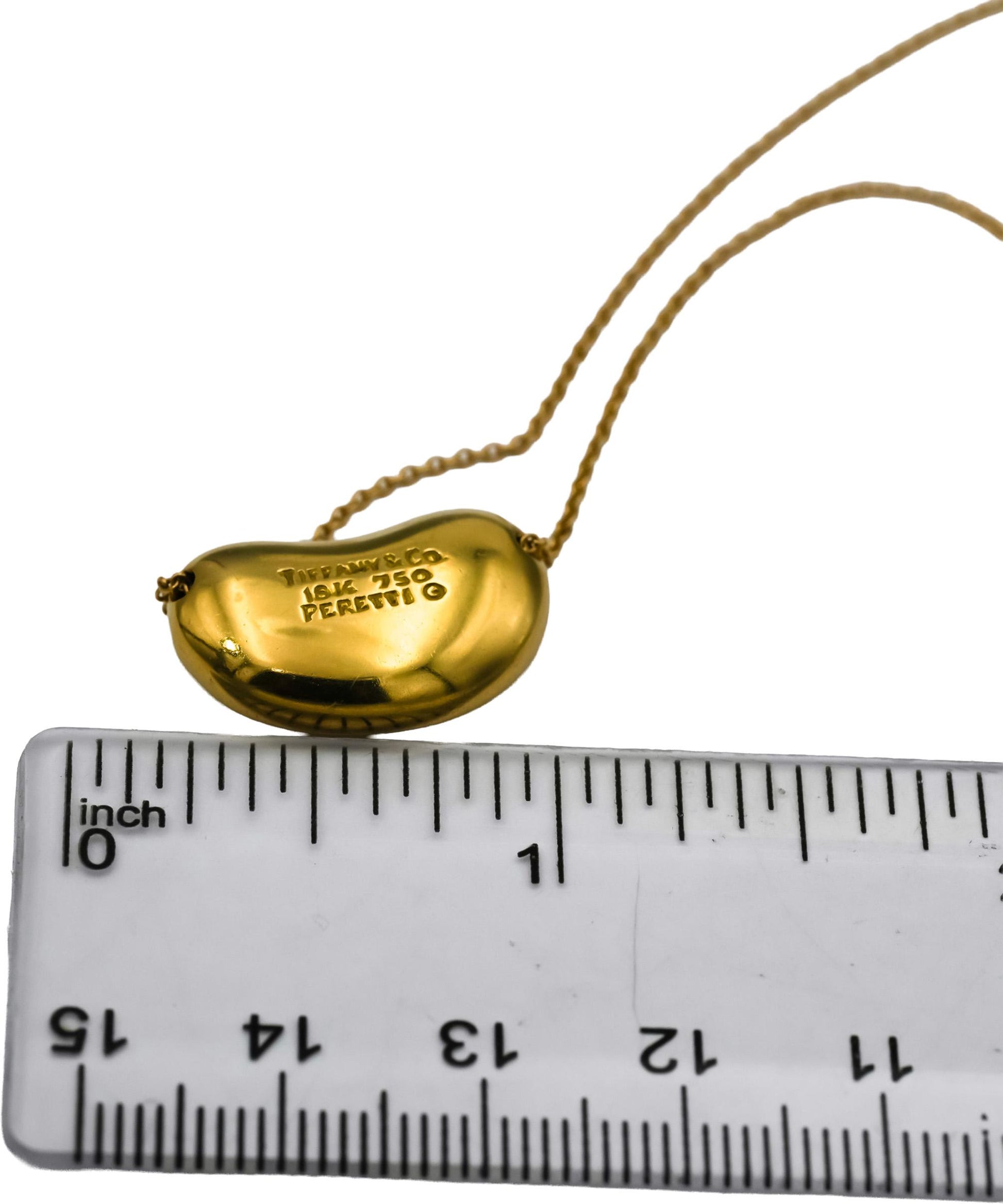 TIFFANY & CO. 18k Yellow Gold Elsa Peretti Bean Pendant Necklace 3300 Retail