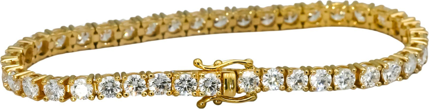 14k Yellow Gold VS Round Lab-Grown Diamond Tennis Bracelet 8.76CT