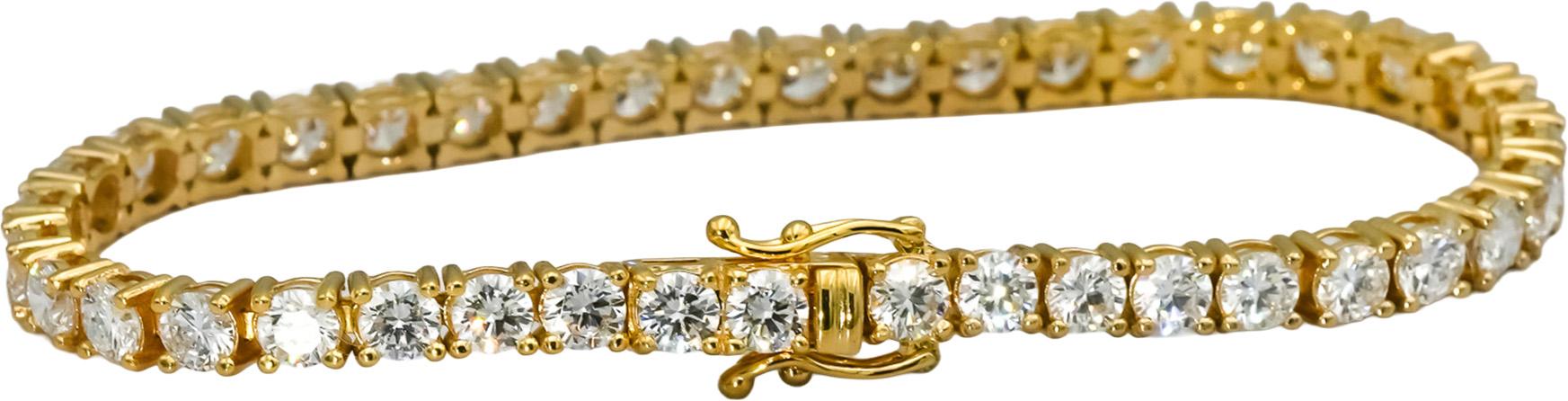 14k Yellow Gold VS Round Lab-Grown Diamond Tennis Bracelet 8.76CT