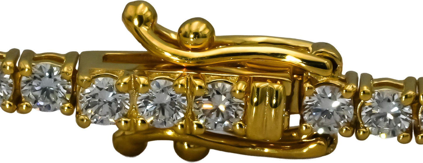 14k Yellow Gold VS Round Lab-Grown Diamond Tennis Bracelet 3.51CT
