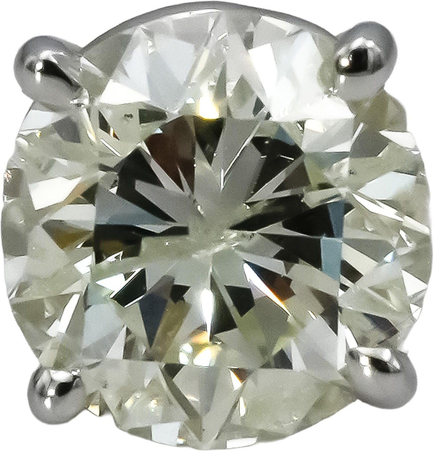 14k White Gold VS Round Cut Diamond Stud Earrings 2.31CT
