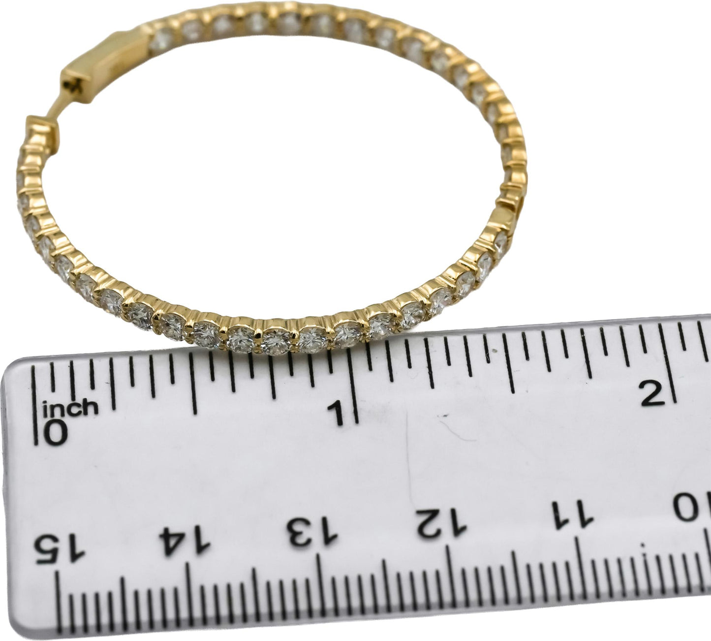 14k Yellow Gold Round Lab-Grown Diamond Inside Out Hoop Earrings 5.63CT