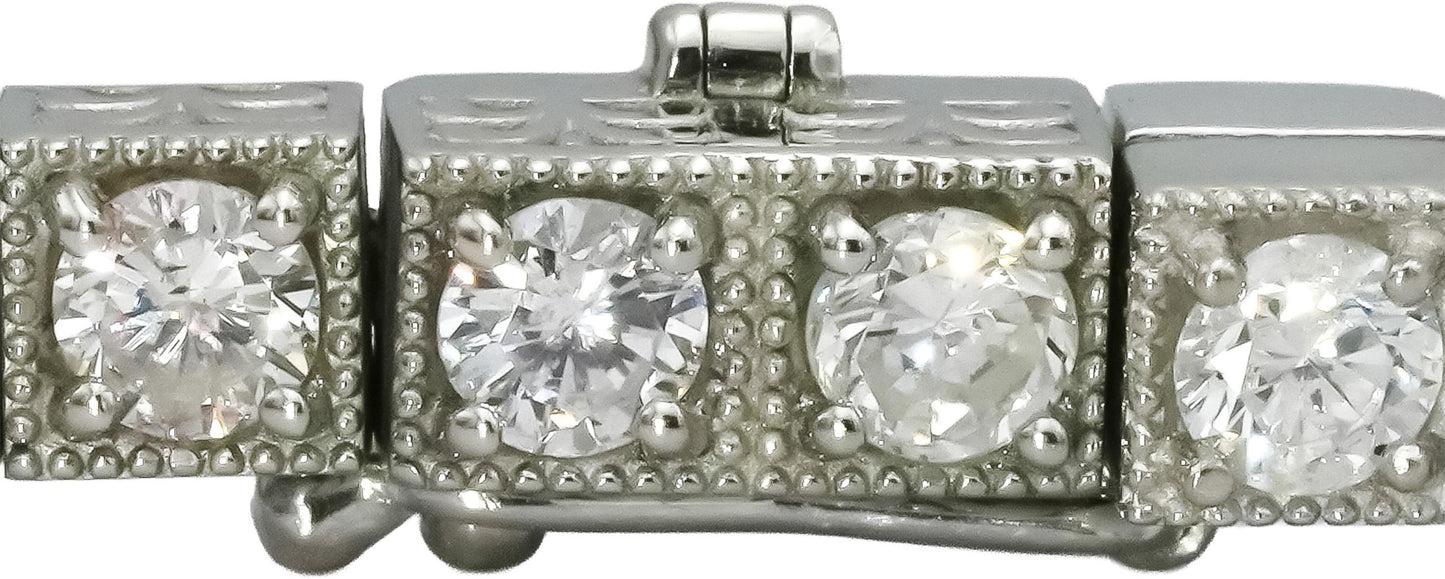 Platinum Round Natural Diamond Fancy Link Bracelet 4.65CT