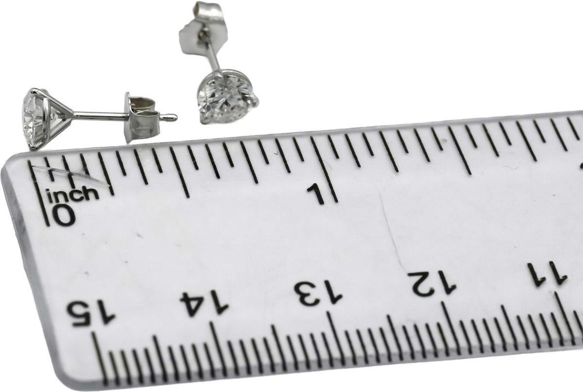14k White Gold VS Round Lab-Grown Diamond Stud Earrings 1.0CT