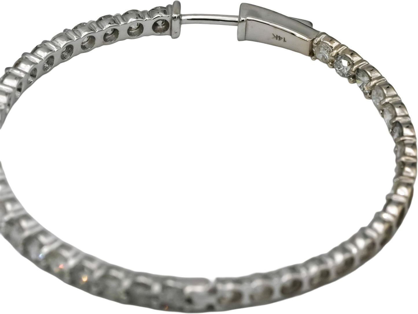14k White Gold Round Natural Diamond Inside Out Hoop Earrings 6.35CT