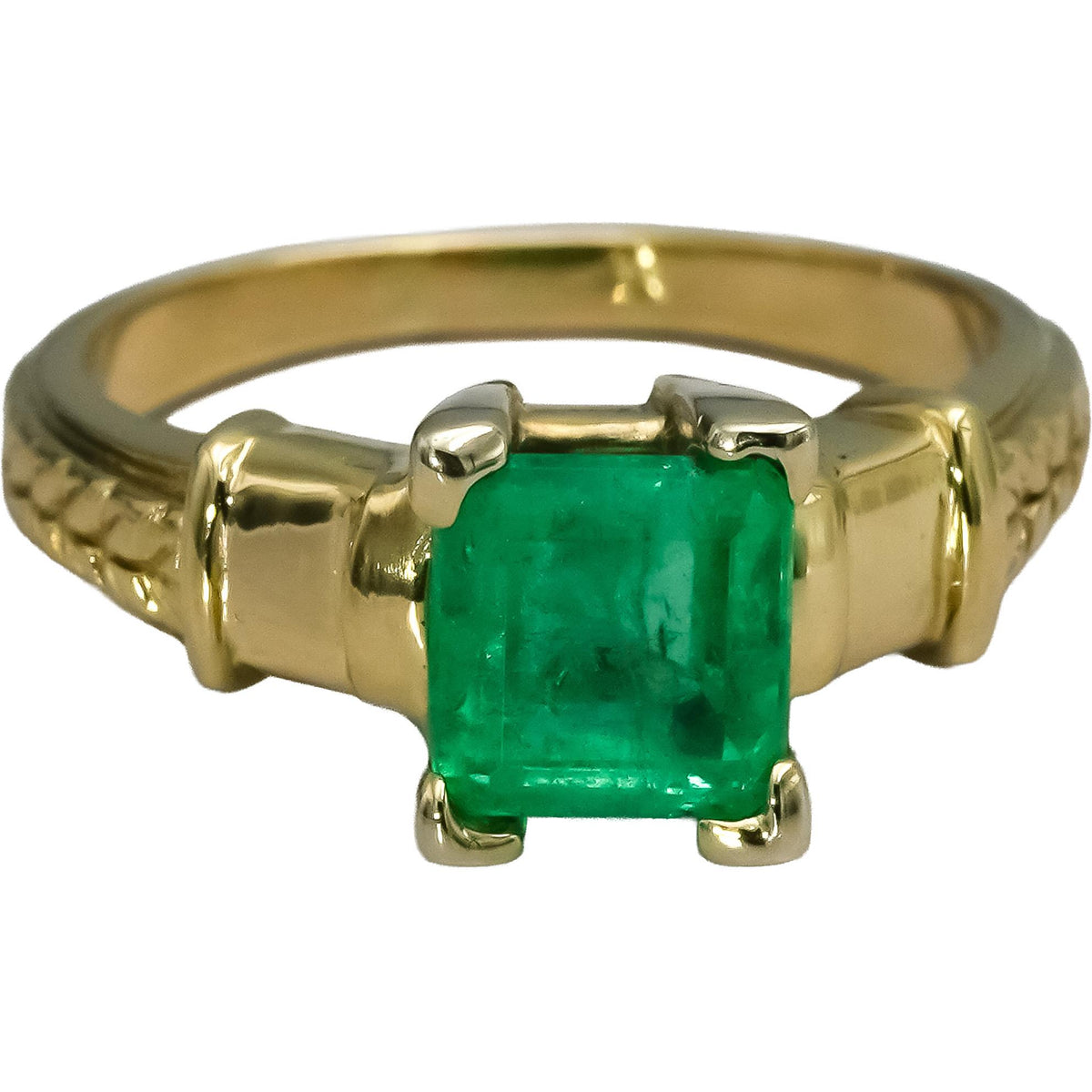 14k Yellow Gold Emerald Solitaire Ring 1.50CT Size 6