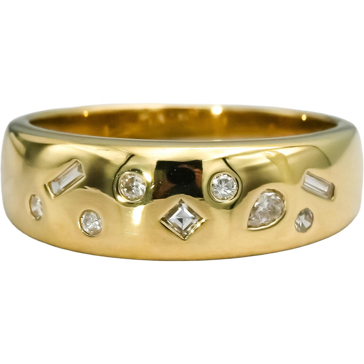 18k Yellow Gold VS Mixed Cut Flush Set Diamond Band Ring 0.25CT Size 6