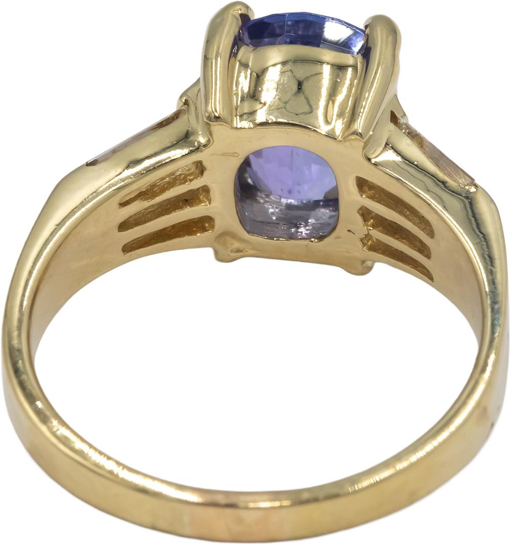14k Yellow Gold 3.20CT VS Diamond and Tanzanite Cocktail Ring Size 7.75