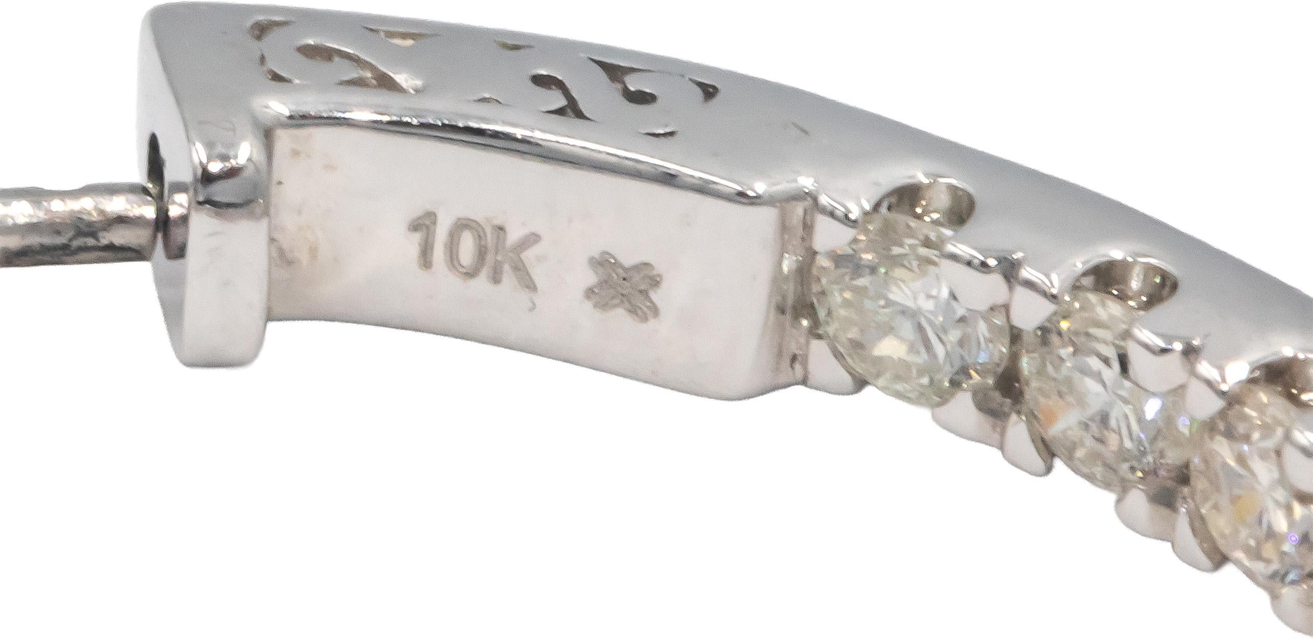 Diamond 10k White Gold Large Inside Out Hoop Earrings 6.0CT