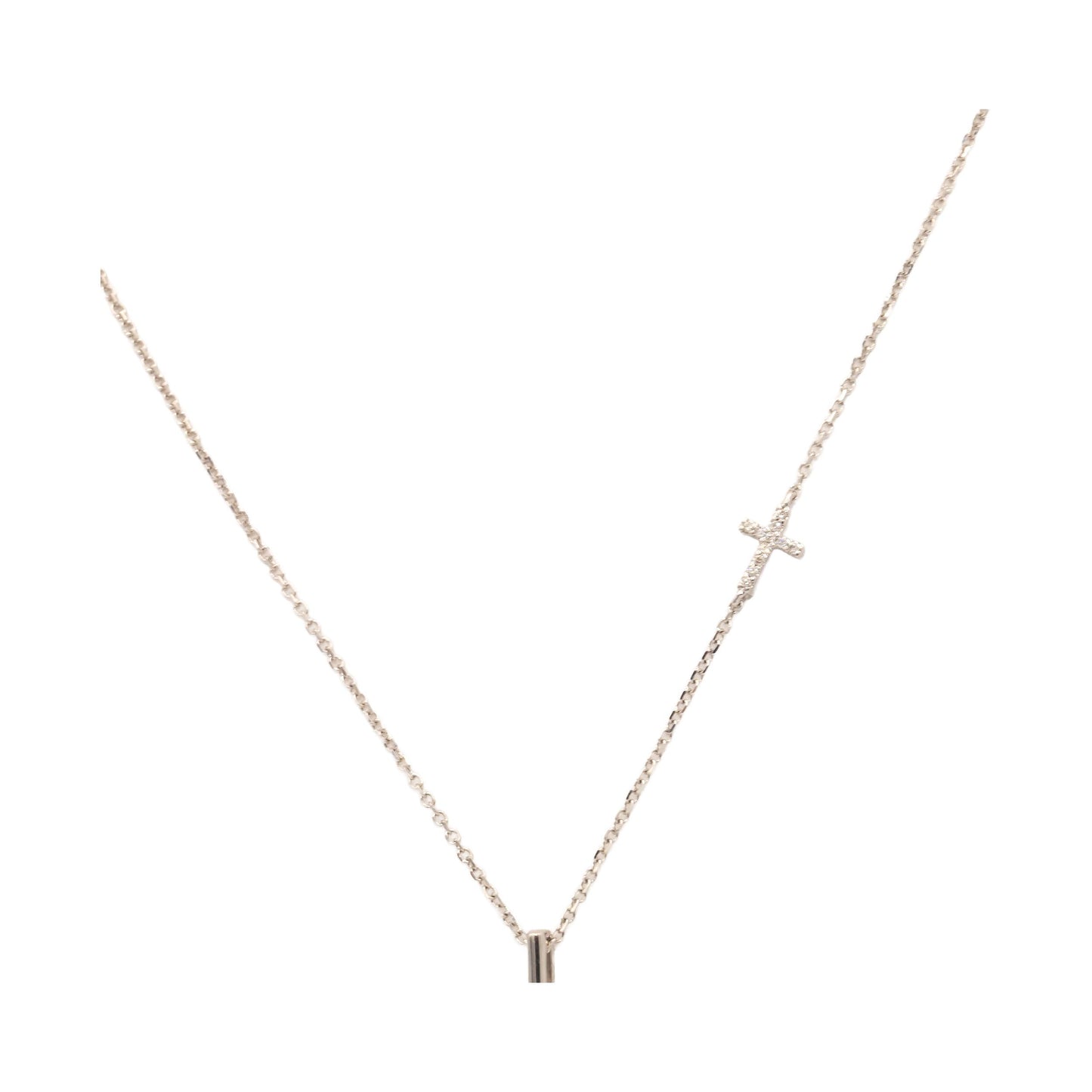 Vera Wang Love Collection 10k White Gold Double Diamond Cross Necklace