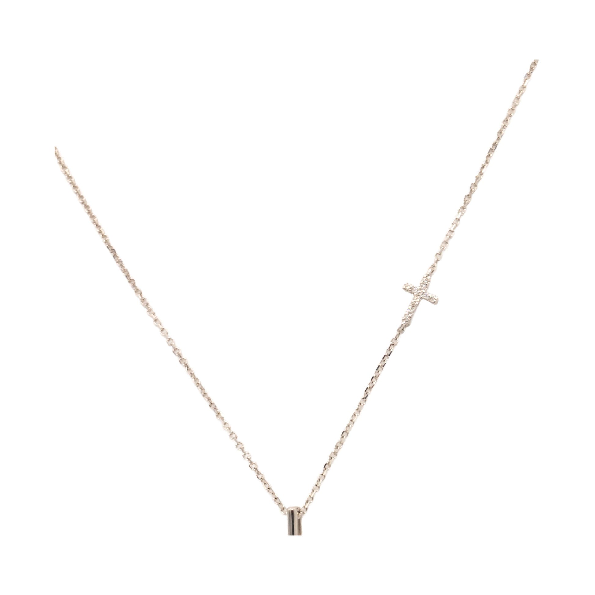 Vera Wang Love Collection 10k White Gold Double Diamond Cross Necklace