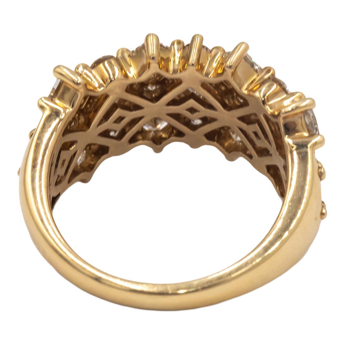 14K Yellow Gold Round & Princess Cut Diamond Wide Band Anniversary  Ring 2.0 cts