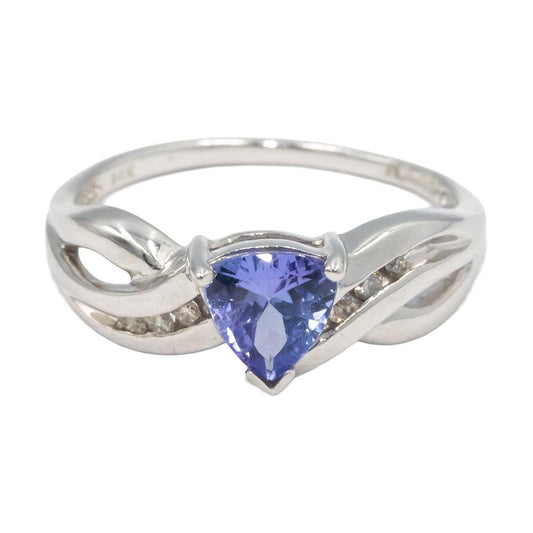 KALATI 14k White Gold 0.56CT Diamond and Tanzanite Cocktail Ring Size 7
