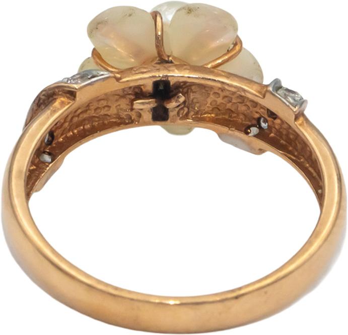14k Gold 0.25CT VS Diamond Pearl & Mother of Pearl Ring and Earring Set