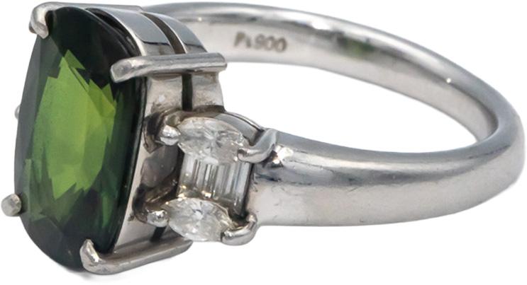 GIA Certified Platinum Diamond & Green Sapphire Cocktail Ring 4.59CT Size 6.75