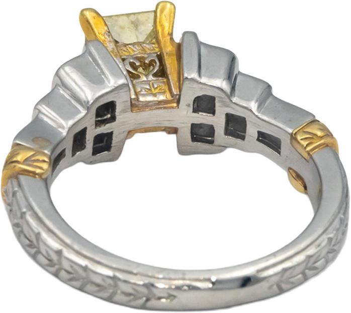 Platinum 18k Gold White & Yellow Diamond Engagement Ring 1.67CT w/ 1.40CT Center