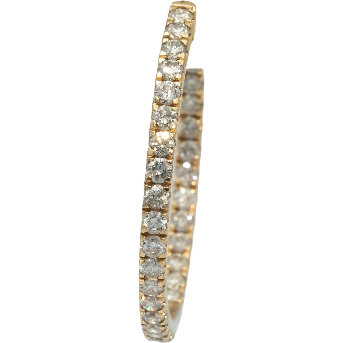 Diamond Round Cut 10k Yellow Gold Inside Out Hoop Earrings 5.0CT