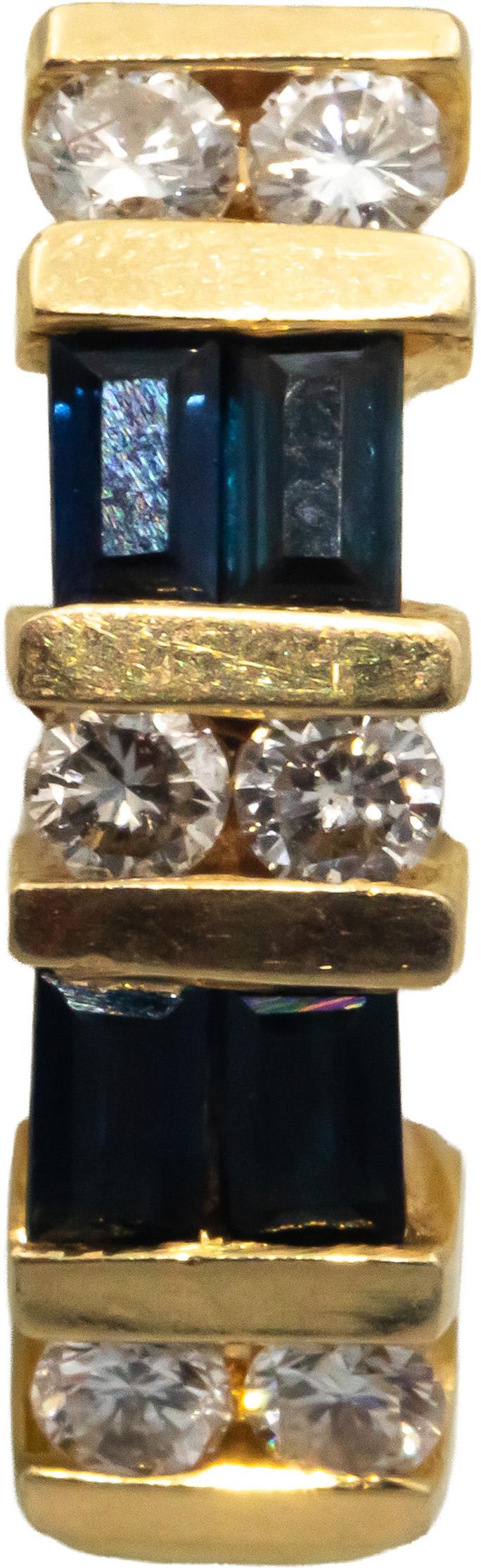 14k Yellow Gold 1.30CT VS Diamond and Sapphire Curved Stud Earrings
