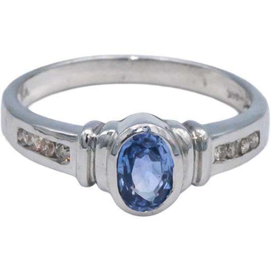 14k White Gold 0.43CT Diamond and Sapphire Ring Size 7